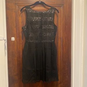 Sequin black mini dress with low back